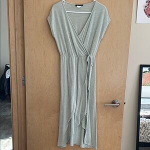 Caution To The Wind Sage Striped High Low Dress